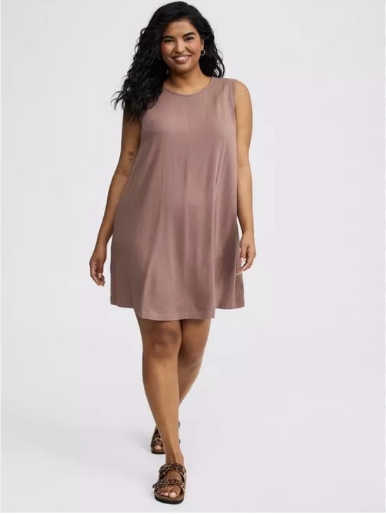 Umgee Dresses & Skirts - Umgee Sleeveless Pleated Swing Mini Dress Taupe Mauve Size Medium